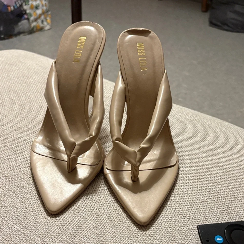 EUC Miss Lola Beige Thong Sandals